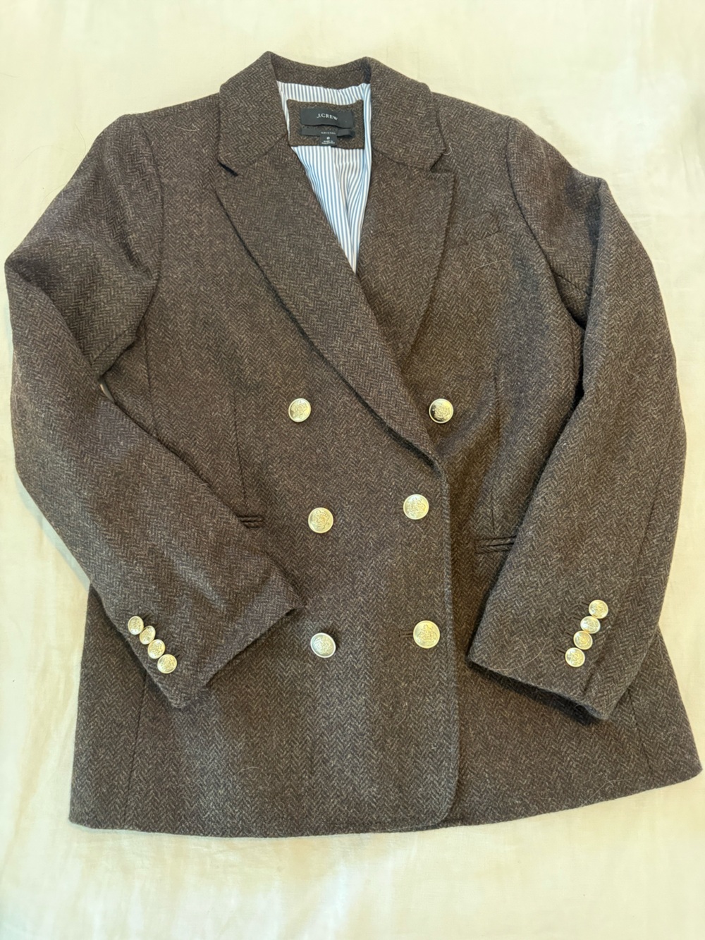J. Crew Wool Women's Double-Breasted Brown Blazer Jacket NWOT 1349 - Picture 2 of 10